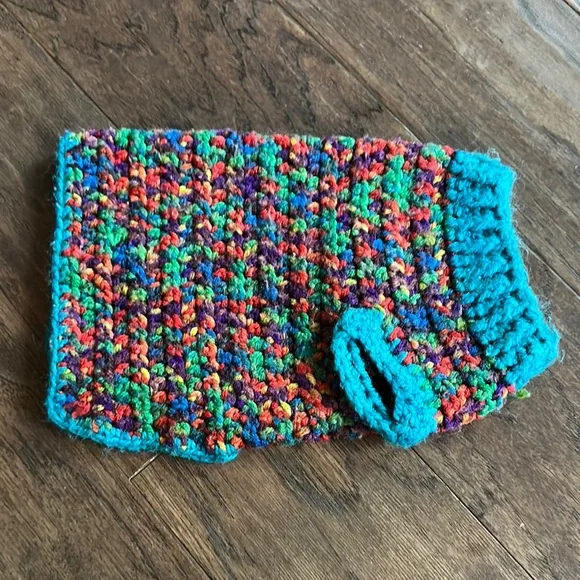 Handmade Colorful Crocheted Dog Sweater - Picture 1 of 6